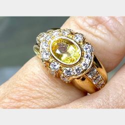 18K Yellow Gold Yellow Sapphire and Diamond Ring