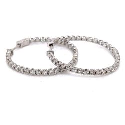 14K White Gold 5.44 Ct. Diamond Hoop Earrings
