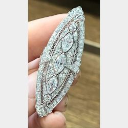 Art Deco Platinum 4.60 Ct. Diamond Brooch
