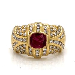 18K Yellow Gold Ruby and Diamond Ring
