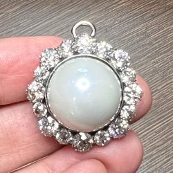18K & Silver Top South Sea Pearl and Diamond Pendant