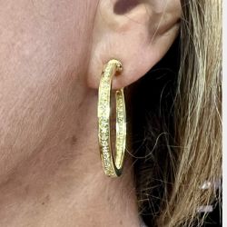 18K Yellow Gold 2.00 Ct. Diamond Hoop Earrings
