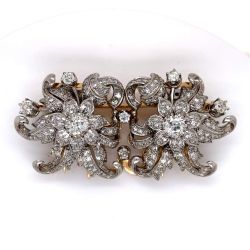 18K Yellow Gold & Platinum Diamond Brooch
