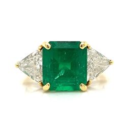 18K Yellow Gold 5.10 Ct. Colombian Emerald and Diamond Ring