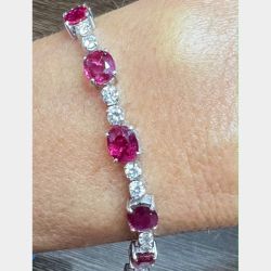 18K White Gold Ruby & Diamond Bracelet
