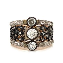 18K Yellow Gold & Silver Top Diamond Ring