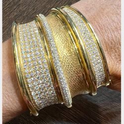 18K Yellow Gold Large Diamond Bangle
