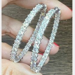 18K White Gold 14.17 Ct. Diamond Hoop Earrings
