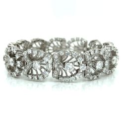 1950's 18K White Gold 16.00 Ct. Diamond Bracelet
