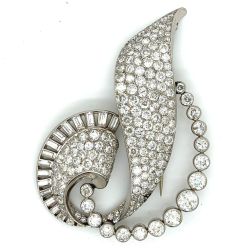 Art Deco Platinum 17.50 Ct. Diamond Brooch
