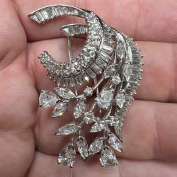 1950's Platinum 7.70 Ct. Diamond Brooch
