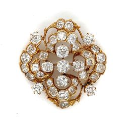 Victorian 14K Yellow Gold Diamond Brooch
