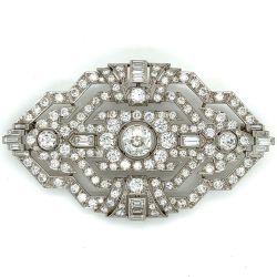 Art Deco Platinum 13.30 Ct. Diamond Brooch
