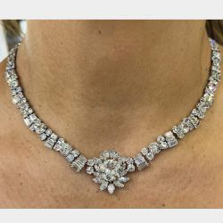 1950's Platinum 62.40 Ct. Diamond Necklace
