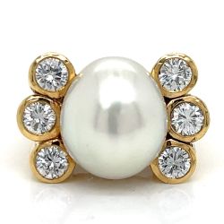 David Webb 18K & Platinum South Sea Pearl and Diamond Ring
