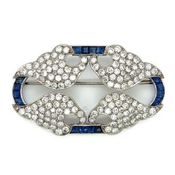 Art Deco Platinum Diamond & Sapphire Brooch

