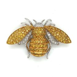 18K Yellow & White Gold Bumble Bee Brooch
