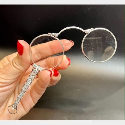 Art Deco Platinum 2.70 Ct. Diamond Lorgnette Spectacles
