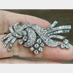 Art Deco Platinum 6.60 Ct. Diamond Brooch

