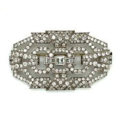 Art Deco Platinum 18.40 Ct. Diamond Brooch
