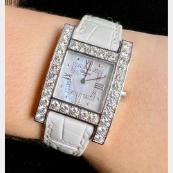 Chopard 18K White Gold Mother of Pearl and Diamond "H" Watch