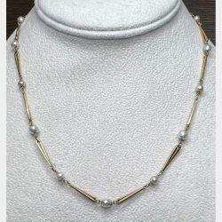 Antique 18K Yellow Gold Natural Pearl Necklace