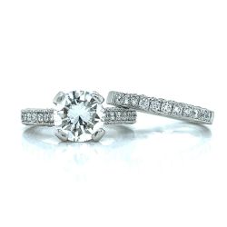 Platinum Diamond Engagement Ring & Anniversary Band Set