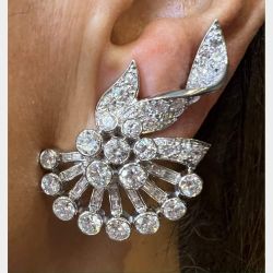 Art Deco Platinum 13.10 Ct. Diamond Earrings
