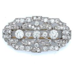 Art Deco Platinum & 18K 16.40 Ct. Diamond Brooch

