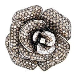 18K Yellow Gold Diamond Flower Brooch/Pendant
