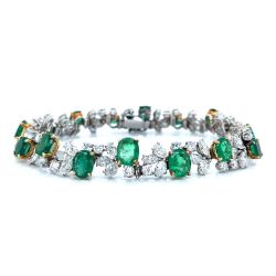 Platinum & 18K Colombian Emerald and Diamond Bracelet
