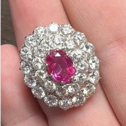 18K GIA Certified Burma No-heat Ruby & Diamond Ring