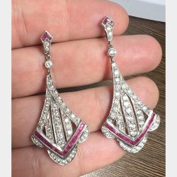 Platinum Ruby & Diamond Earrings
