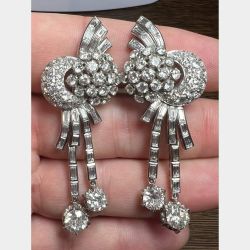 Art Deco Platinum 11.60 Ct. Diamond Chandelier Earrings