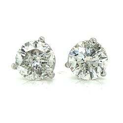 14K White Gold 3.20 Ct. Diamond Stud Earrings