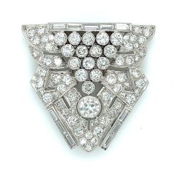 Art Deco Platinum 9.45 Ct. Diamond Brooch

