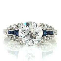 Platinum GIA Certified 2.21 Ct. Diamond & Sapphire Ring