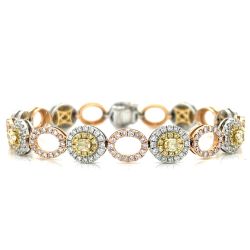 18K Tri Gold Natural Color Diamond Bracelet