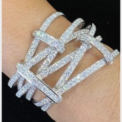 18K White Gold 46.00 Ct. Diamond Bangle Bracelet