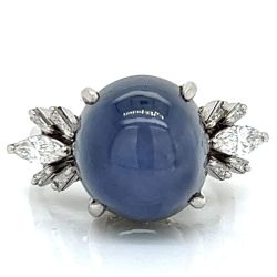 Platinum Star Sapphire & Diamond Ring

