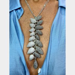 18K White Gold 15.50 Ct. Diamond Pendant w/ Diamond by the Yard Necklace