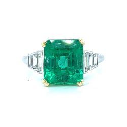 Platinum & 18K 3.10 Ct. Emerald & Diamond Ring