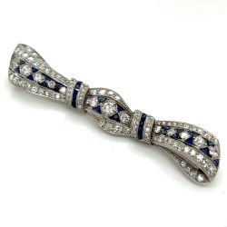 Art Deco Platinum Sapphire & Diamond Brooch