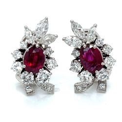 18K White Gold Ruby & Diamond Earrings
