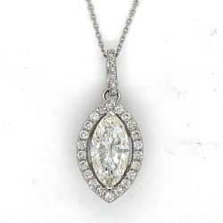 18K White Gold 2.79 Ct. GIA Certified Diamond Necklace w/ 14K Chain