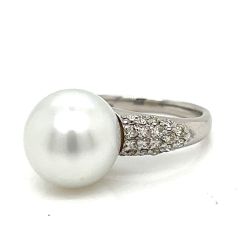 Platinum South Sea Pearl & Diamond Ring
