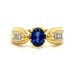 18K Yellow Gold Sapphire & Diamond Ring
