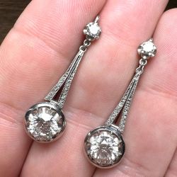 Art Deco Platinum 2.80 Ct. Diamond Earrings
