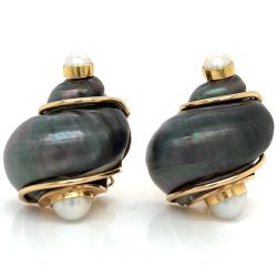 Seaman Schepp 14K Yellow Gold Pearl Earrings
