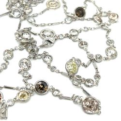 Art Deco Platinum 16.50 Ct. White & Natural Color Diamond by the Yard Necklace
